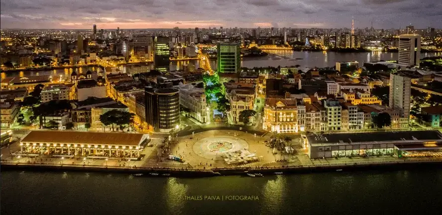 Imagem aérea do Marco Zero do Recife